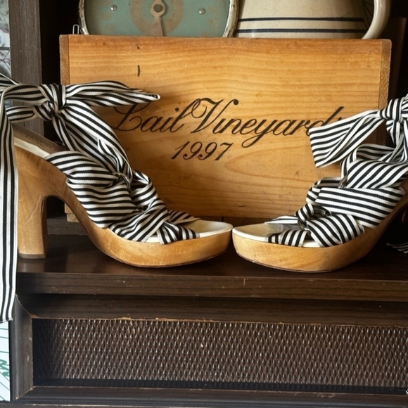 Coach Black and White Zebra Stripe Sandals - Picture 3 of 4